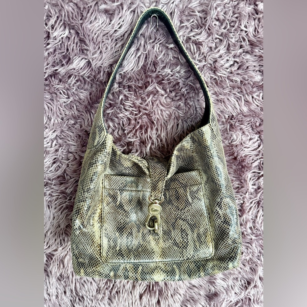Dooney & Bourke Snake Print Hobo Bag - Cream and Gray